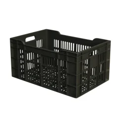 Caisse ajourée Sans couvercle gris plastique 60x40x30 cm 60 L fond ajouré parois ajourées - GILAC