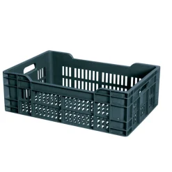 Caisse ajourée Sans couvercle gris plastique 60x40x20 cm 40 L fond ajouré parois ajourées - GILAC