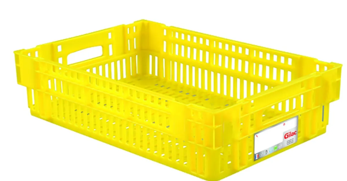 GILAC Caisse ajourée Sans couvercle bleu plastique 60x40x14,6 cm 27 L fond ajouré parois ajourées Outlet