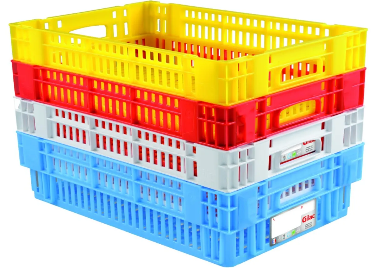 GILAC Caisse ajourée Sans couvercle bleu plastique 60x40x14,6 cm 27 L fond ajouré parois ajourées Outlet