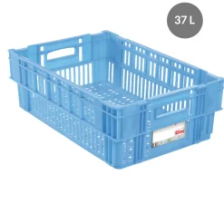 GILAC Caisse de liaison froide Sans couvercle bleu plastique 60x40x19,7 cm 37 L fond ajouré parois ajourées Hot