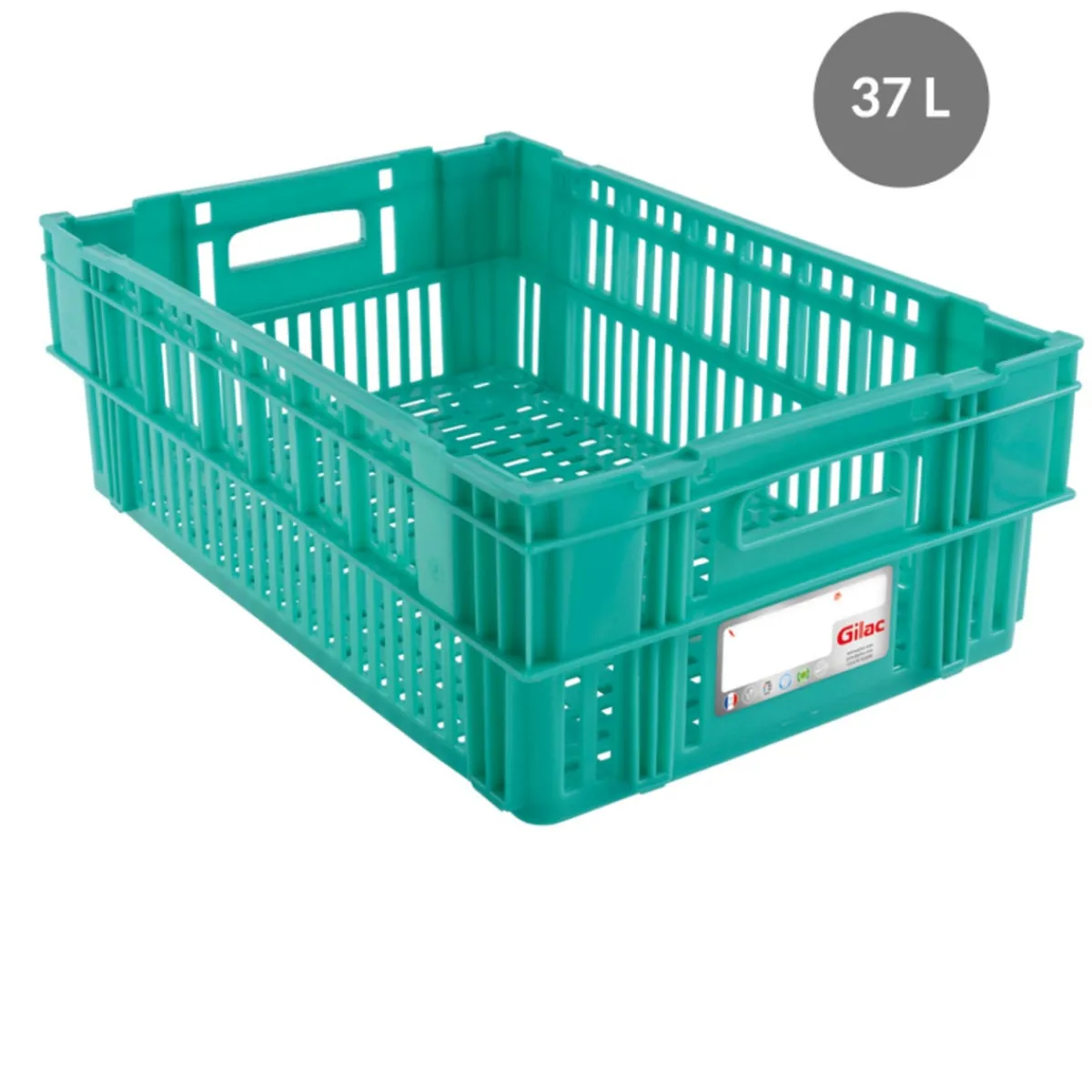 GILAC Caisse de liaison froide Sans couvercle vert plastique 60x40x19,7 cm 37 L fond ajouré parois ajourées Online
