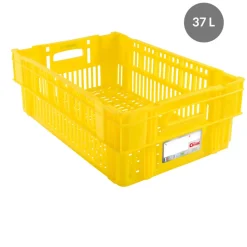 GILAC Caisse de liaison froide Sans couvercle jaune plastique 60x40x19,7 cm 37 L fond ajouré parois ajourées Discount