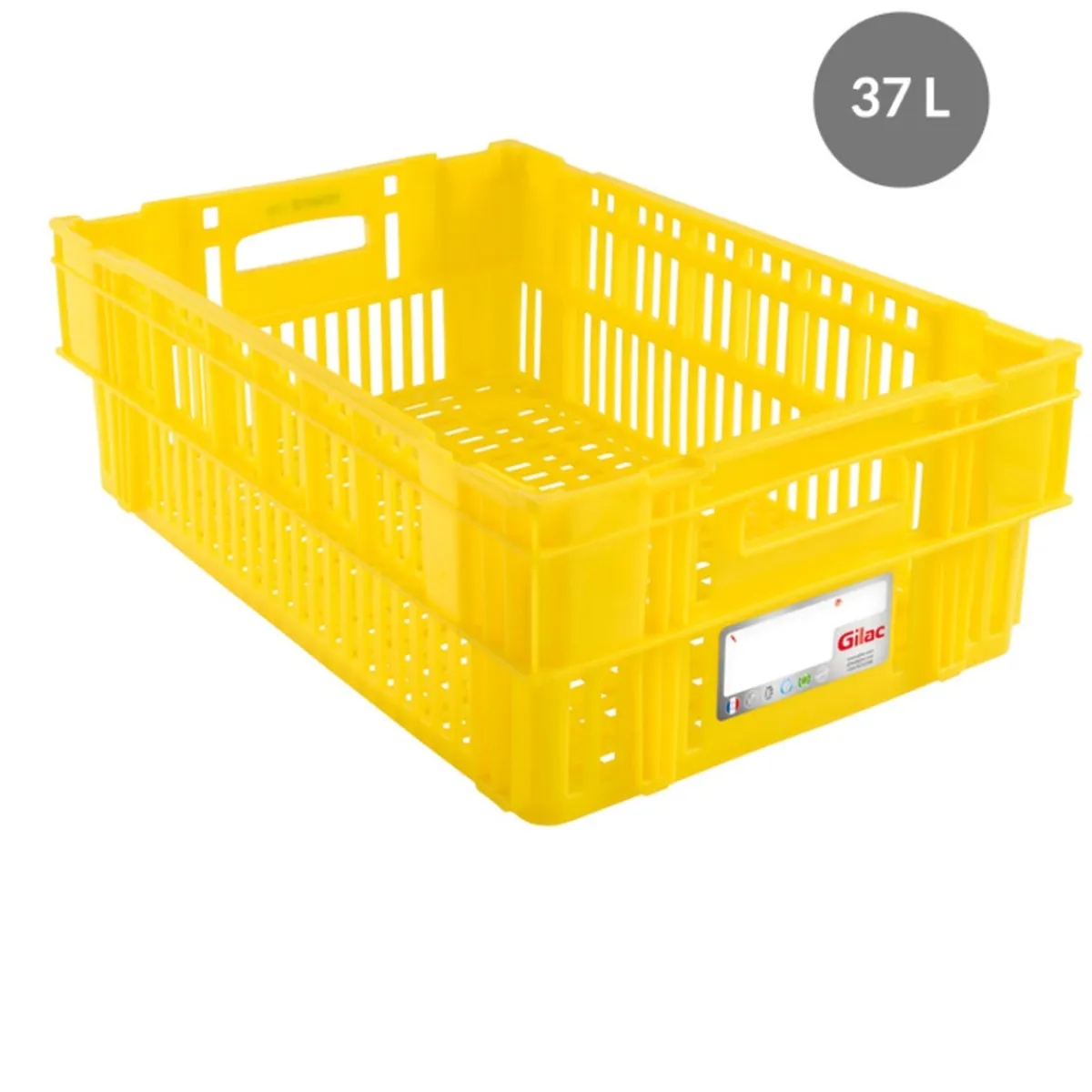 GILAC Caisse de liaison froide Sans couvercle jaune plastique 60x40x19,7 cm 37 L fond ajouré parois ajourées Discount