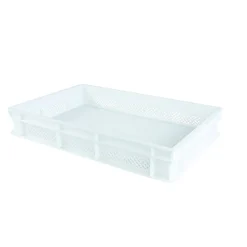 Caisse finement ajourée blanc plastique 60x40x10 cm 18 L fond ajouré parois ajourées - GILAC Hot