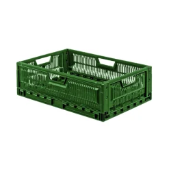 GILAC Caisse pliable Sans couvercle vert plastique 60x40x19 cm 36 L fond ajouré parois ajourées Best
