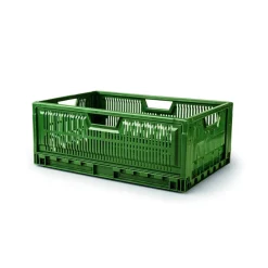 GILAC Caisse pliable Sans couvercle vert plastique 60x40x23,5 cm 47 L fond ajouré parois ajourées