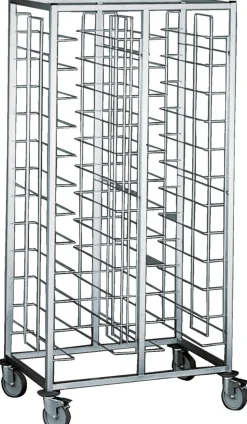 Chariot cafétéria beige inox 2 colonnes 12 plateaux entrée côte à côte - Aucune Discount