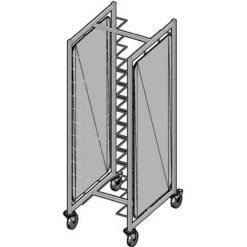 Chariot cafétéria beige inox 2 colonnes 12 plateaux entrée dos à dos - TOURNUS