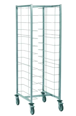 Chariot cafétéria beige inox 2 colonnes 12 plateaux entrée dos à dos - TOURNUS