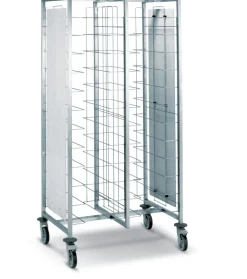 TOURNUS Chariot cafétéria beige inox 2 colonnes 12 plateaux entrée côte à côte Sale