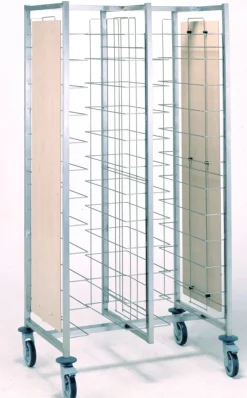 TOURNUS Chariot cafétéria beige inox 2 colonnes 12 plateaux entrée côte à côte Sale