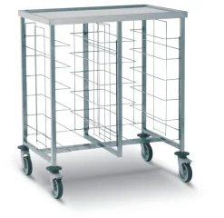 TOURNUS Chariot cafétéria beige inox 2 colonnes 6 plateaux entrée côte à côte Clearance