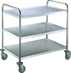 PRO.COOKER Chariot de service inox 3 niveaux 85,5x53,5x92,5 cm 120 kg Discount