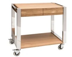 Chariot de service rectangulaire brun bois - ZEPE New
