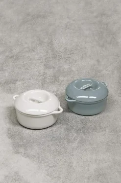 REVOL Cocotte avec couvercle pour induction rond Gris nuage porcelaine culinaire Ø 26 cm Bombance Discount