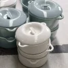REVOL Cocotte avec couvercle rond Blanc albâtre porcelaine culinaire Ø 22 cm Bombance Hot
