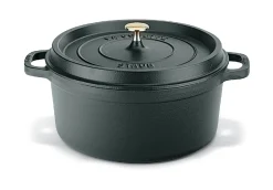 STAUB Cocotte fonte d'acier Sans revêtement Avec couvercle Ø 20 cm 14,2 cm 2,2 L