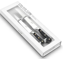 Coffret de 2 couteaux 17 cm inox bois crantée Grand Chef - DEGLON Clearance