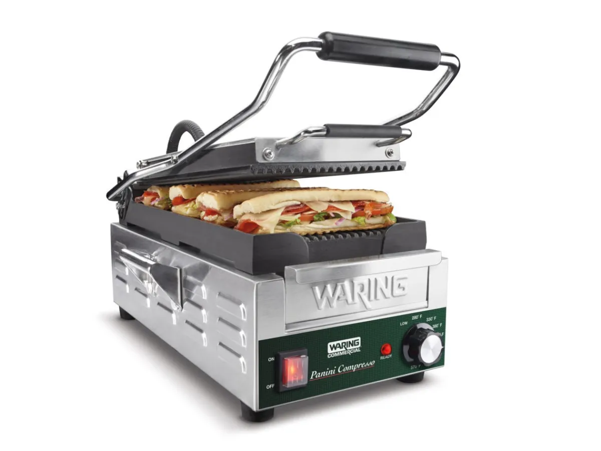 WARING Contact grill panini compact à plaque rainée Compresso Clearance