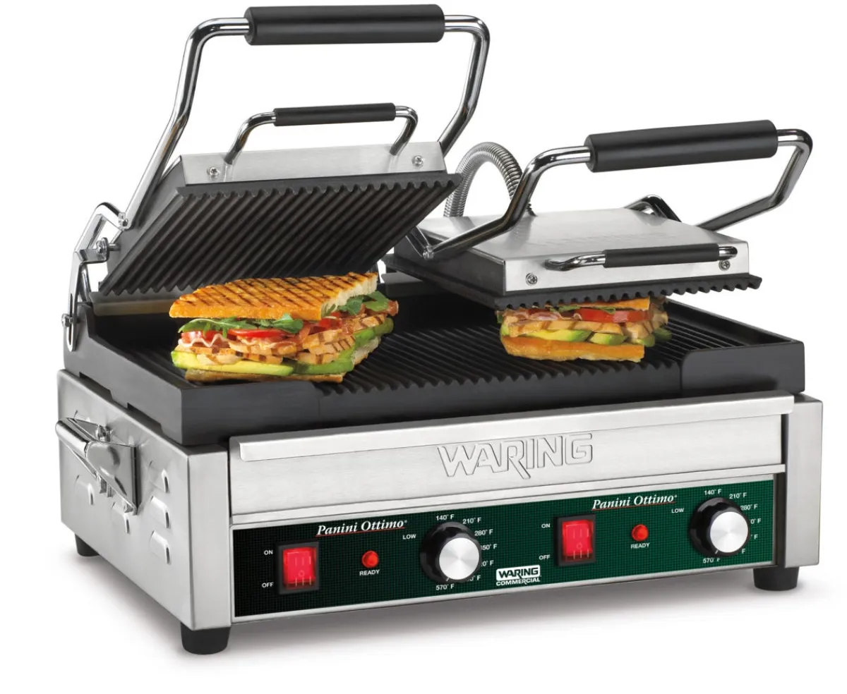 WARING Contact grill panini double à plaques rainurées Ottimo Best