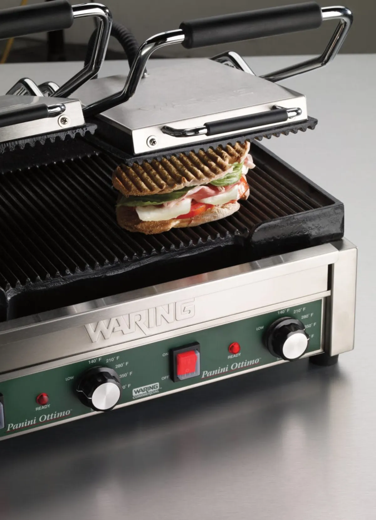 WARING Contact grill panini double à plaques rainurées Ottimo Best