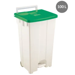 Conteneur à pédale plastique 100 L vert - GILAC Outlet