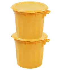 GILAC Conteneur Sans couvercle jaune plastique Ø 54 cm 67x54x48,5 cm 75 L fond plein parois pleines New