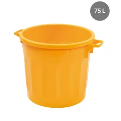 GILAC Conteneur Sans couvercle jaune plastique Ø 54 cm 67x54x48,5 cm 75 L fond plein parois pleines New