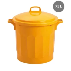 GILAC Conteneur Sans couvercle jaune plastique Ø 54 cm 67x54x48,5 cm 75 L fond plein parois pleines New