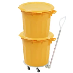 GILAC Conteneur Sans couvercle jaune plastique Ø 54 cm 67x54x48,5 cm 75 L fond plein parois pleines New
