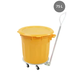 GILAC Conteneur Sans couvercle jaune plastique Ø 54 cm 67x54x48,5 cm 75 L fond plein parois pleines New