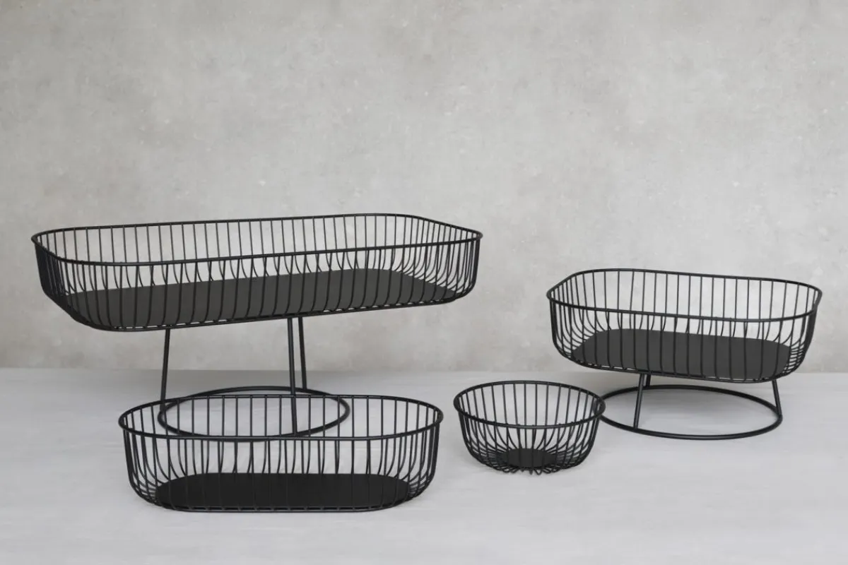 PRO.MUNDI Corbeille de buffet acier noir 33,3x17,5x8,4 cm Naro Online