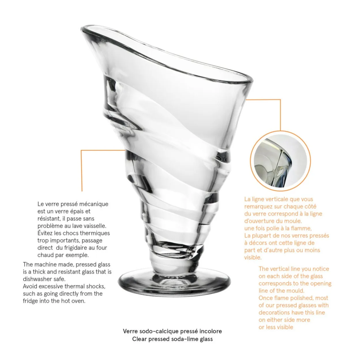 Coupe à dessert rond transparent verre pressé Ø 11,6 cm Circee - LA ROCHERE Outlet