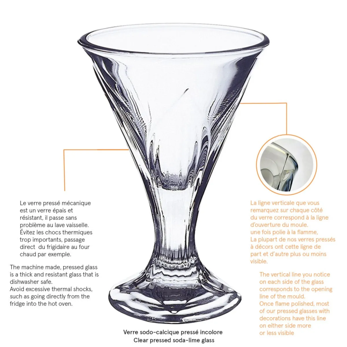 Coupe à dessert rond transparent verre pressé Ø 10 cm Fidji - LA ROCHERE Best