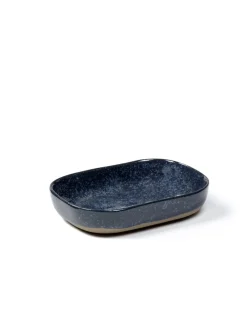Coupelle rectangulaire bleu grès émaillé 14,5x10,5 cm Merci - SERAX Sale
