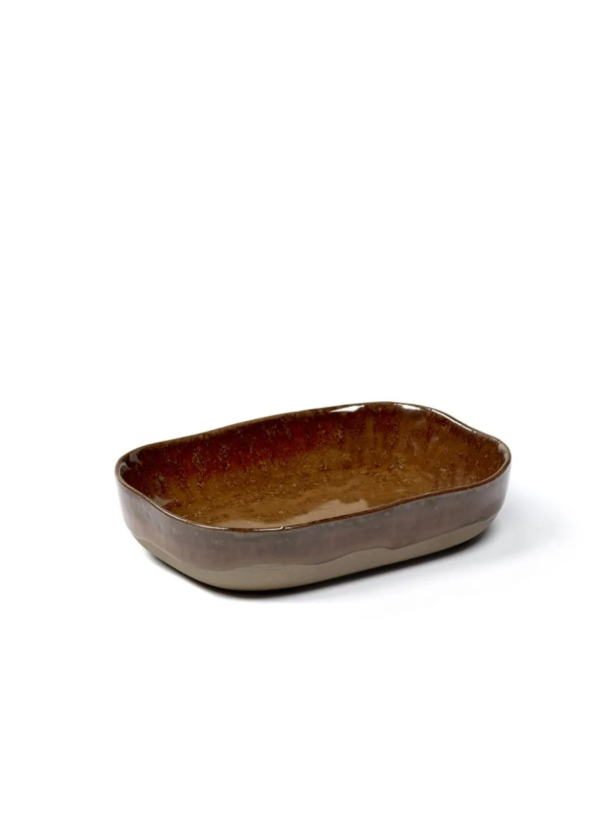 Coupelle rectangulaire brun grès émaillé 9,8x6,5 cm Merci - SERAX