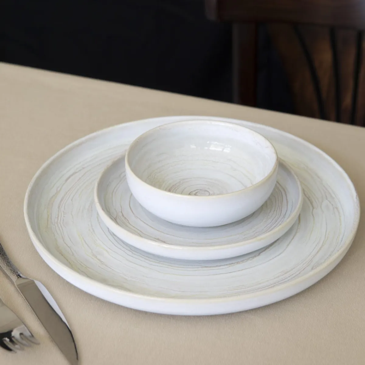 ACCOLADE Coupelle rond beige grès émaillé Ø 12 cm Aurora Hot