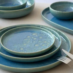 ACCOLADE Coupelle rond bleu grès émaillé Ø 12 cm Magic Hot