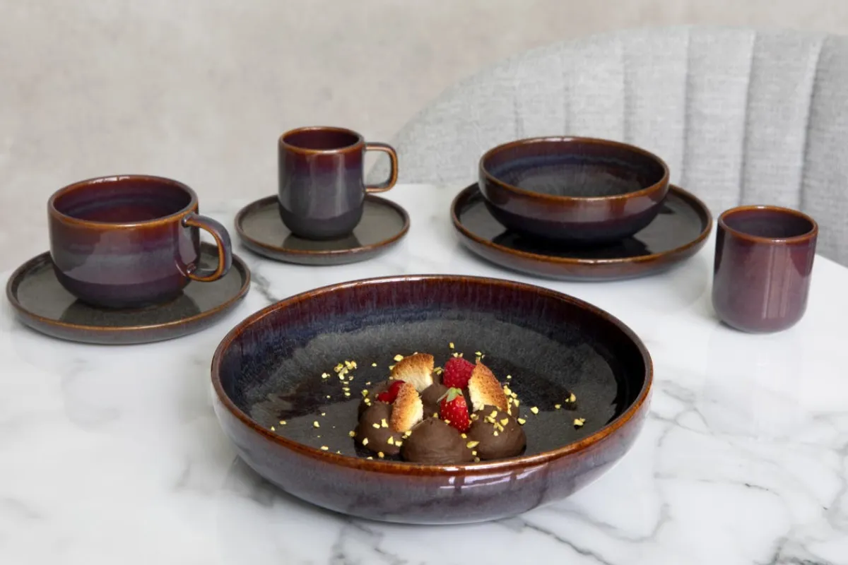 Coupelle rond Marron Bleu grès émaillé Ø 12 cm Amber - ACCOLADE Best