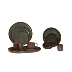 Coupelle rond Marron Bleu grès émaillé Ø 16 cm Amber - ACCOLADE New