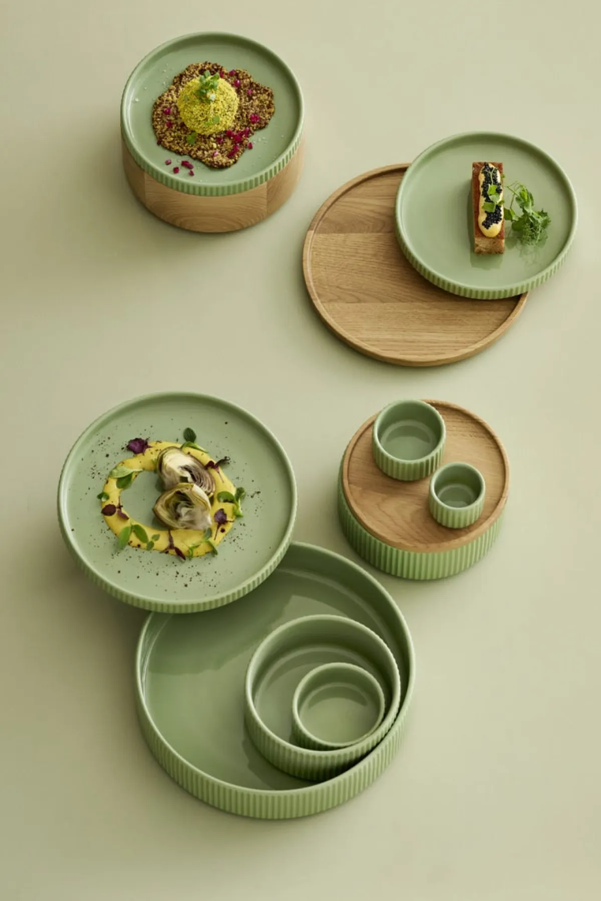 Coupelle rond vert porcelaine Ø 9 cm The Grid - APS Online
