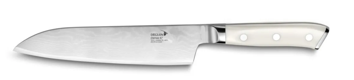 Couteau santoku 18 cm acier ABS unie Damas 67 - DEGLON Discount
