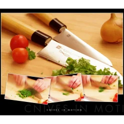 Couteau santoku 17 cm acier bois unie - HAIKU Sale