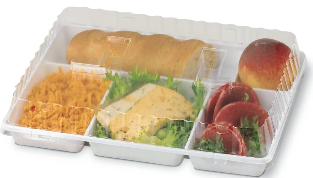 ALPHAFORM Couvercle plateau repas rectangulaire transparent plastique 29,7x23,1x5 cm (50 pièces) Best