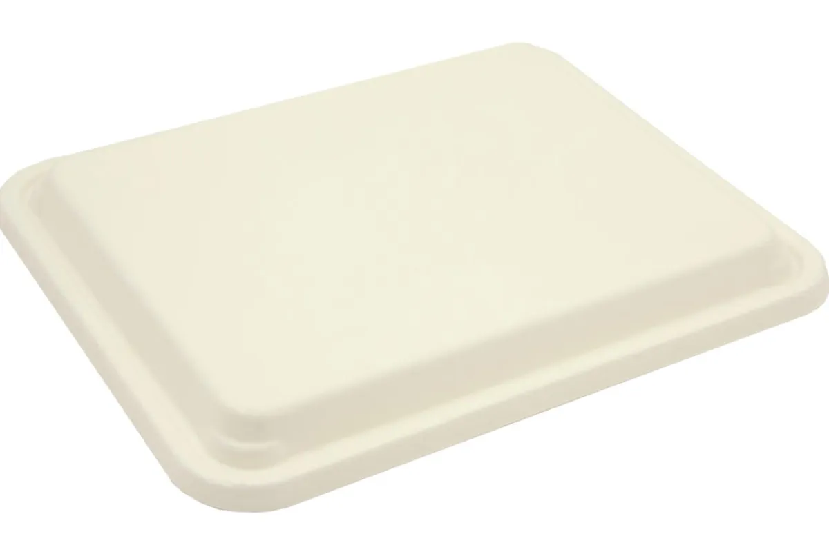 Aucune Couvercle pour plateau-repas rectangulaire blanc bagasse 31x25x3,3 cm Be Pulp (50 pièces) Best