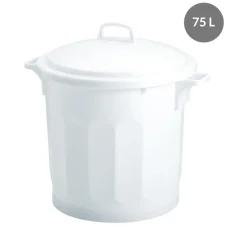 Couvercle pour poubelle 75 L plastique blanc - GILAC Discount