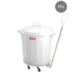 Couvercle pour poubelle 75 L plastique blanc - GILAC Discount