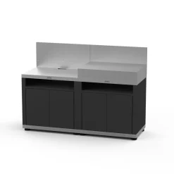 Cuisine 2 éléments avec crédences inox 160x56x115 cm Avec dosseret Avec étagère Duo - LE MARQUIER Clearance