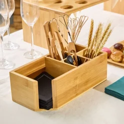 Distributeur avec 5 compartiments bambou 24x12x8 cm Oxstal (8 pièces) - PRO.MUNDI Online